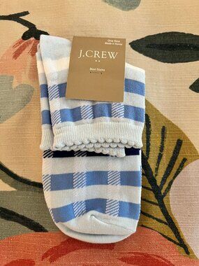 J. Crew Blue Gingham Socks NWT